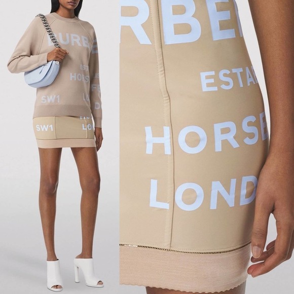 Burberry Horseferry Print Mini Skirt in Nude - Picture 4 of 13